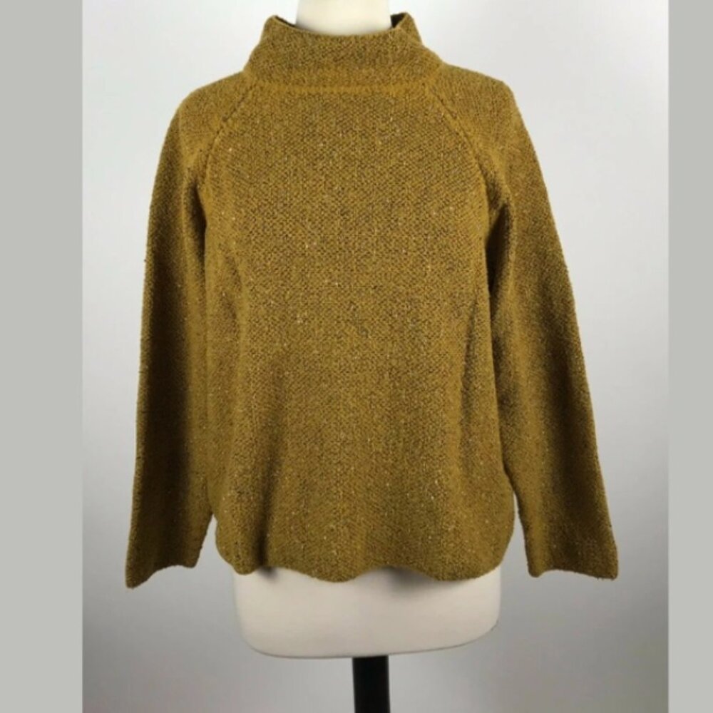 EILEEN FISHER Brown Textured Mock Neck Sweater